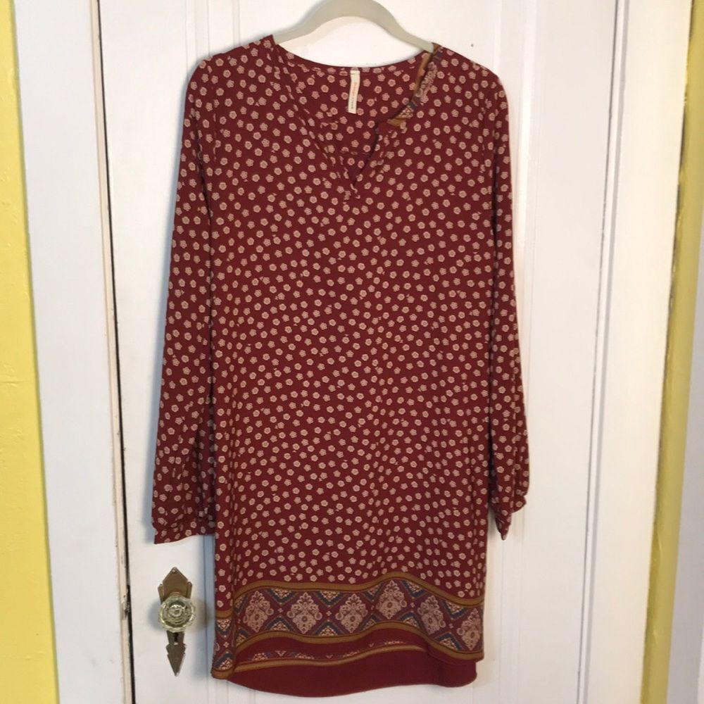 Maroon floral tunic dress